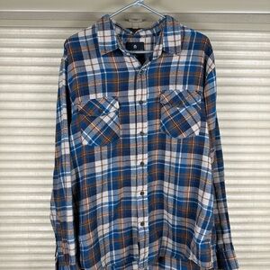 Blue and Orange Casual Button Down Shirt with Soft Fabric